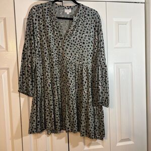 Mud Pie Dress‎ Womens Small Animal Print Button Up Mini Tiered EUC